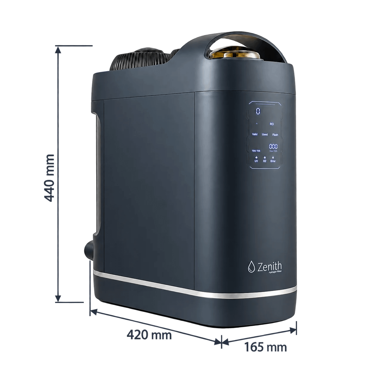 Purificador de agua Zenith 2.0 con medidas 440 x 420 x 165 mm
